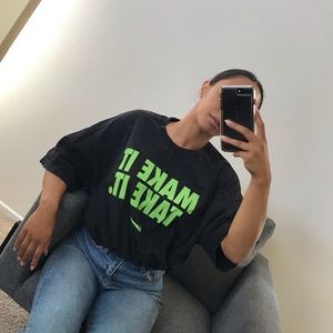 Black Nike drawstring crop tee